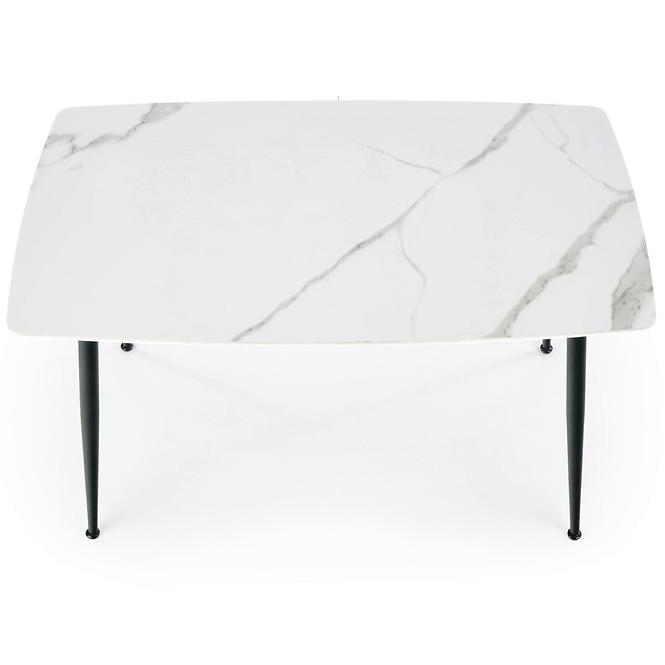 Asztal Marco 120x70 Üveg/Mdf/Acél – Fehér/Fekete