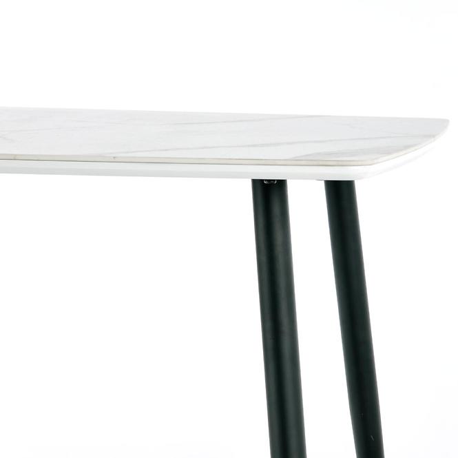 Asztal Marco 120x70 Üveg/Mdf/Acél – Fehér/Fekete