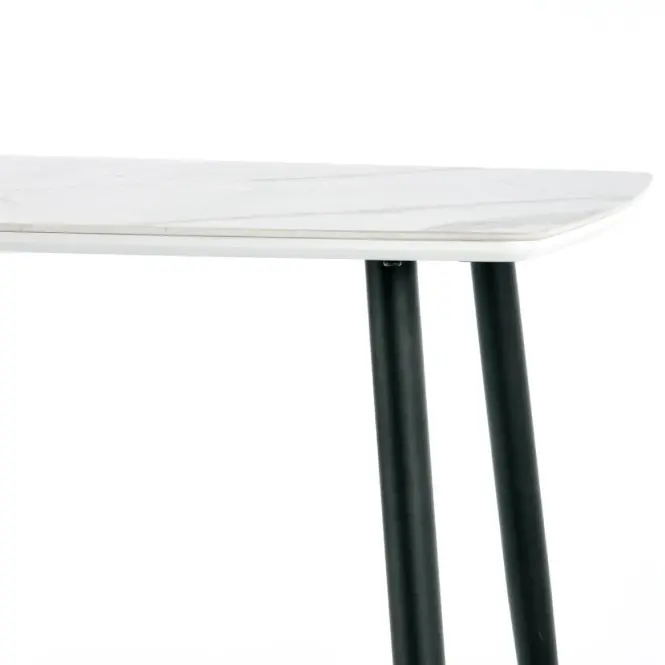 Asztal Marco 120x70 Üveg/Mdf/Acél – Fehér/Fekete,6