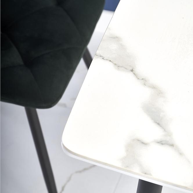 Asztal Marco 120x70 Üveg/Mdf/Acél – Fehér/Fekete