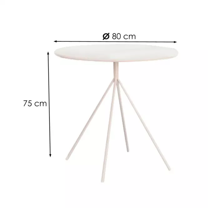 Asztal Fondi 80 Mdf/Acél – Fehér Mat,2