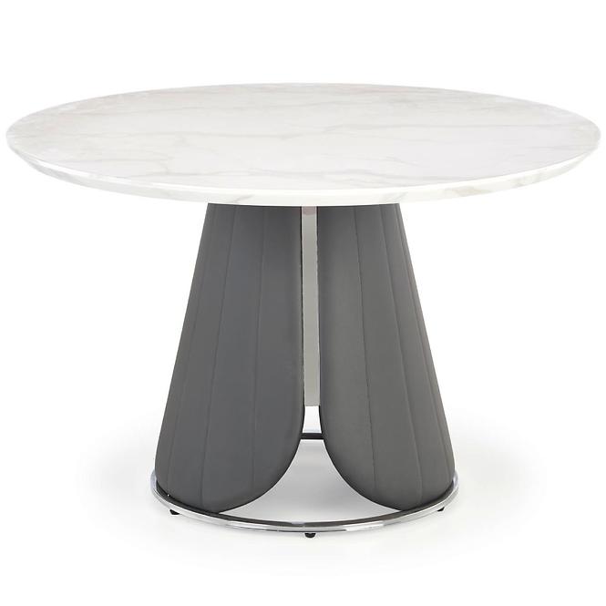 Asztal Remigio 120 Mdf/Acél/Eco Bőr – Fehér/Hamuszürke