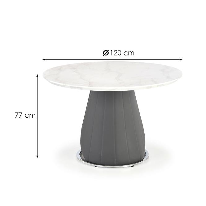 Asztal Remigio 120 Mdf/Acél/Eco Bőr – Fehér/Hamuszürke