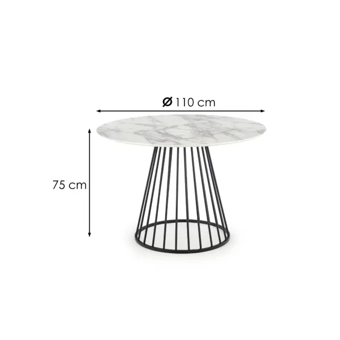 Asztal Brodway 110 Mdf/Acél – Fehér/Fekete