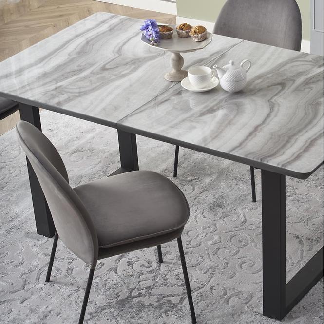 Asztal Marley 160/200 Fehér Marmur/Hamuszürke/Fekete