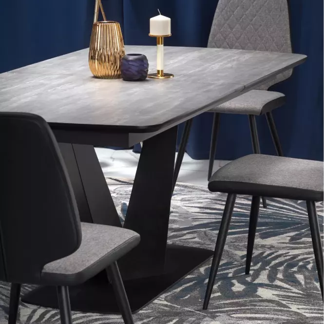 Asztal Vinston 180/230 Mdf/Acél – Sötét Hamuszürke/Fekete