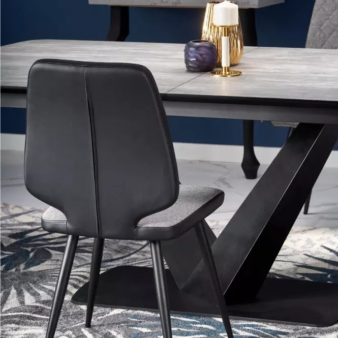 Asztal Vinston 180/230 Mdf/Acél – Sötét Hamuszürke/Fekete