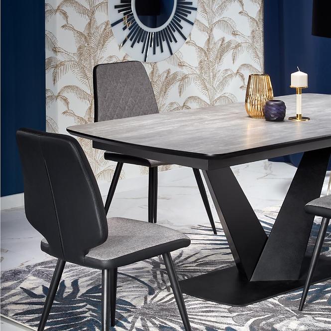 Asztal Vinston 180/230 Mdf/Acél – Sötét Hamuszürke/Fekete