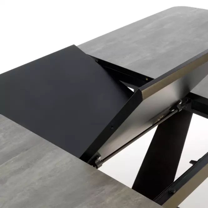 Asztal Vinston 180/230 Mdf/Acél – Sötét Hamuszürke/Fekete