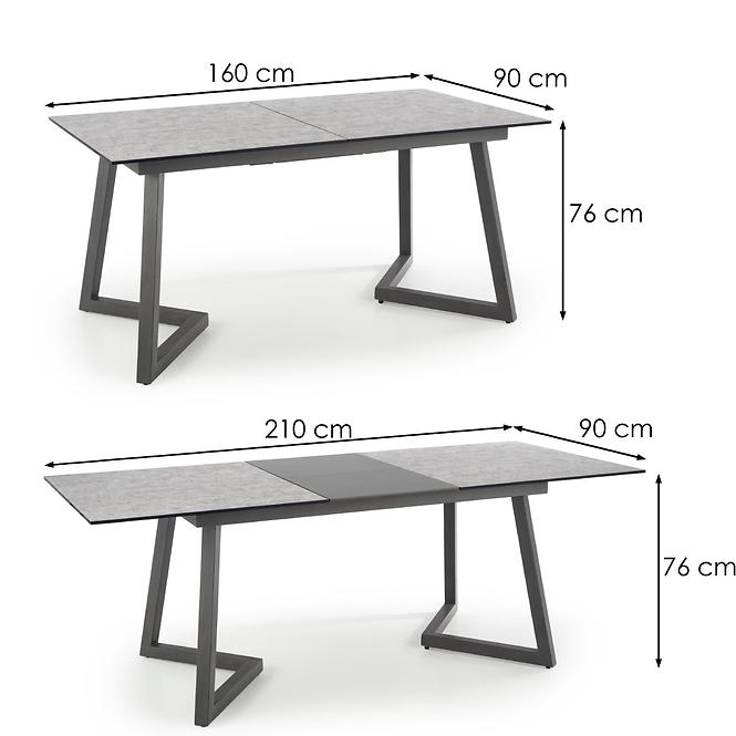 Asztal Tiziano 160/210 Fényes Popel/Sötét Hamuszürke