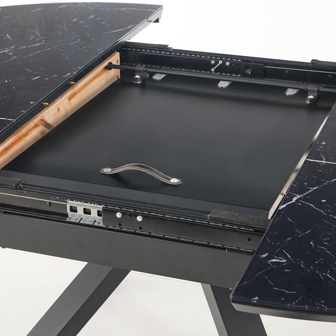 Asztal Vertigo 130/180 Fekete Marmur/Fekete