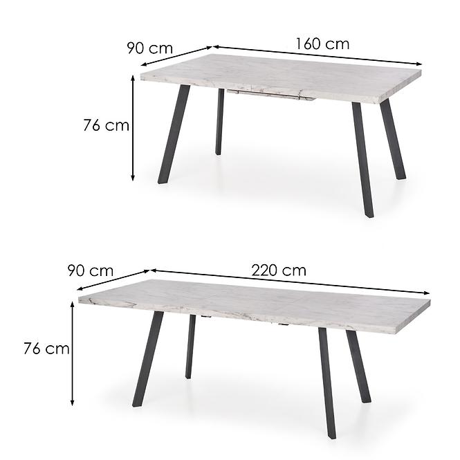 Kinyitható asztalok  Dallas 160/220x90cm Mdf/Acél – Fehér Marmur/Fekete,7