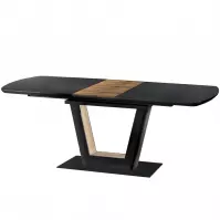 Kinyitható asztalok  Farrel 160/200x90cm Üveg/Mdf/Acél – Fekete/Dióowy