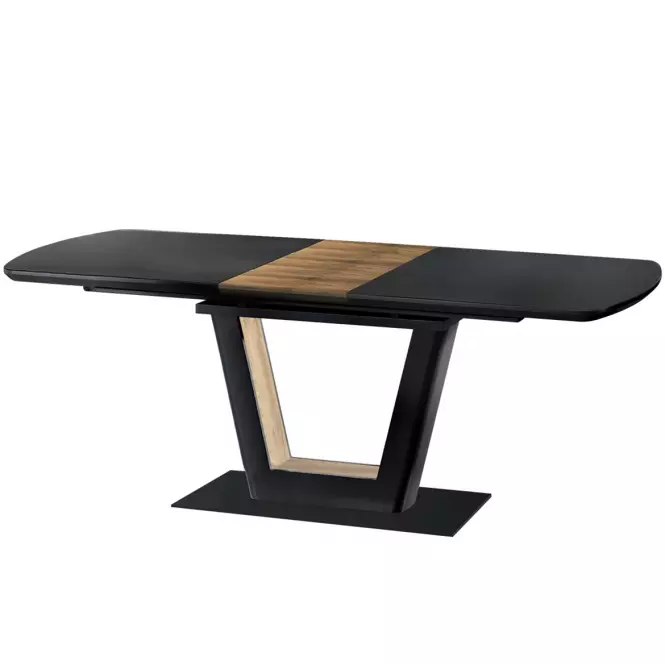 Kinyitható asztalok  Farrel 160/200x90cm Üveg/Mdf/Acél – Fekete/Dióowy