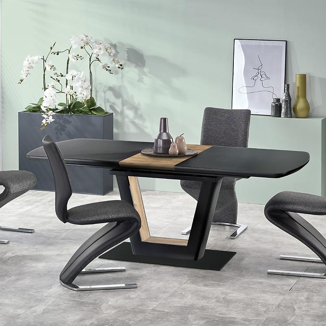 Kinyitható asztalok  Farrel 160/200x90cm Üveg/Mdf/Acél – Fekete/Dióowy