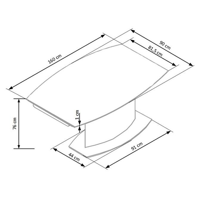 Kinyitható asztalok  Anderson 160/250x90 cm  Üveg/acél – fekete/fehér