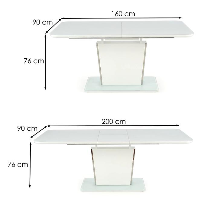 Kinyitható asztalok  Bonari 160/200x90cm Üveg/Mdf/Acél – Fehér