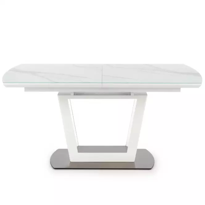 Kinyitható asztalok  Blanco 160/200x90cm Üveg/Mdf/Acél – Fehér Marmur/Fehér