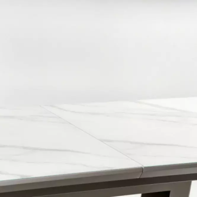 Kinyitható asztalok  Blanco 160/200x90cm Üveg/Mdf/Acél – Fehér Marmur/Fehér