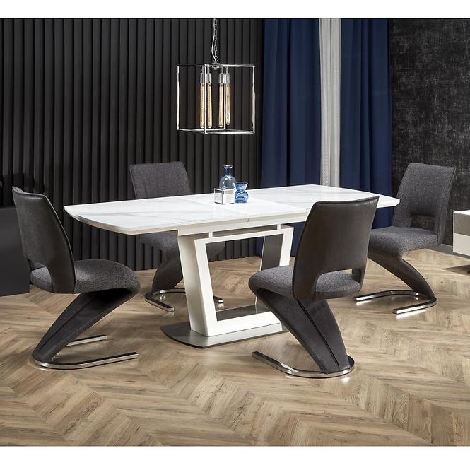 Kinyitható asztalok  Blanco 160/200x90cm Üveg/Mdf/Acél – Fehér Marmur/Fehér