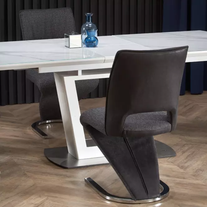 Kinyitható asztalok  Blanco 160/200x90cm Üveg/Mdf/Acél – Fehér Marmur/Fehér,15