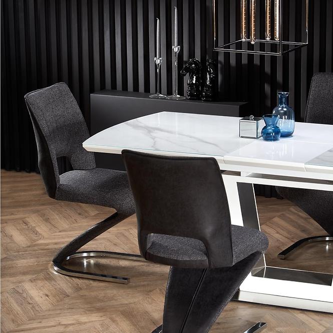 Kinyitható asztalok  Blanco 160/200x90cm Üveg/Mdf/Acél – Fehér Marmur/Fehér