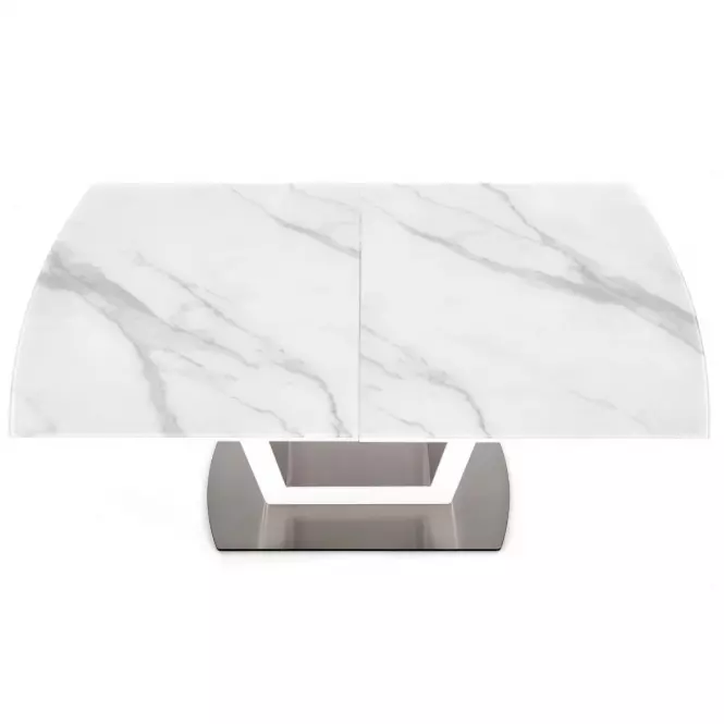 Kinyitható asztalok  Blanco 160/200x90cm Üveg/Mdf/Acél – Fehér Marmur/Fehér