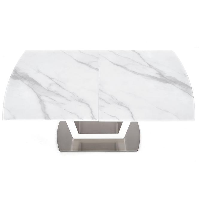 Kinyitható asztalok  Blanco 160/200x90cm Üveg/Mdf/Acél – Fehér Marmur/Fehér
