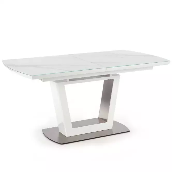 Kinyitható asztalok  Blanco 160/200x90cm Üveg/Mdf/Acél – Fehér Marmur/Fehér