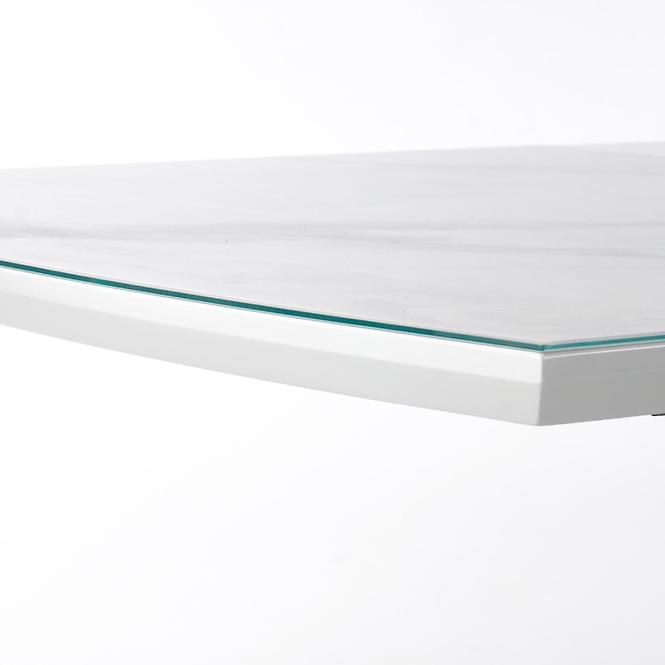 Kinyitható asztalok  Blanco 160/200x90cm Üveg/Mdf/Acél – Fehér Marmur/Fehér