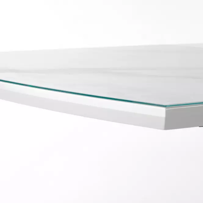 Kinyitható asztalok  Blanco 160/200x90cm Üveg/Mdf/Acél – Fehér Marmur/Fehér,6