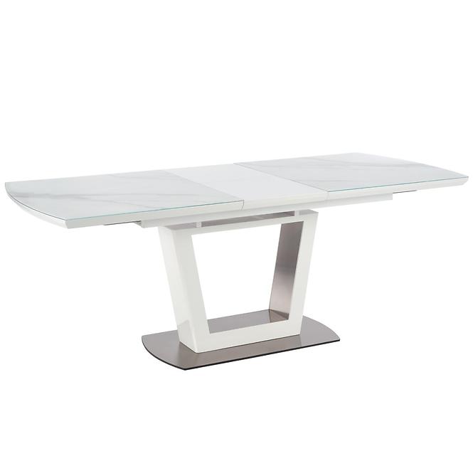 Kinyitható asztalok  Blanco 160/200x90cm Üveg/Mdf/Acél – Fehér Marmur/Fehér