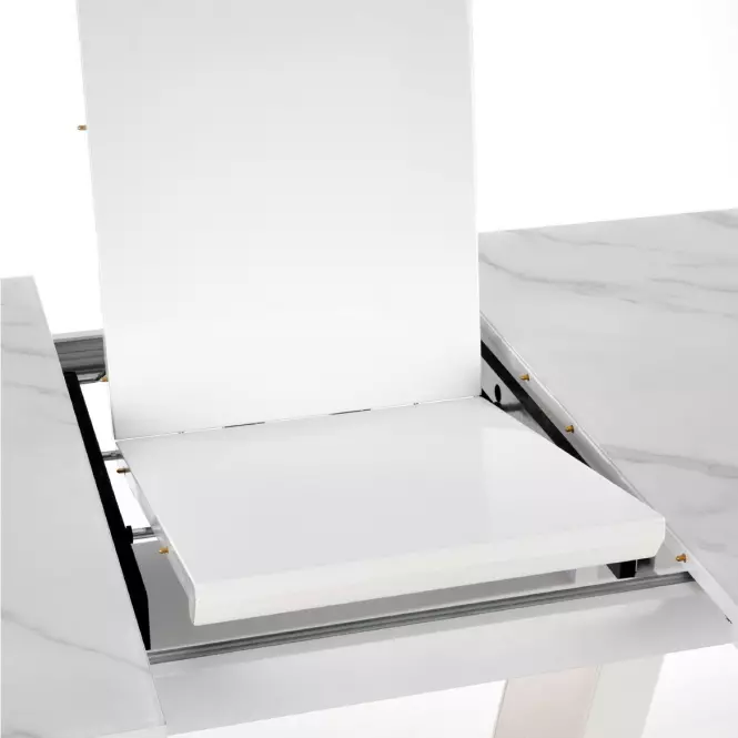 Kinyitható asztalok  Blanco 160/200x90cm Üveg/Mdf/Acél – Fehér Marmur/Fehér
