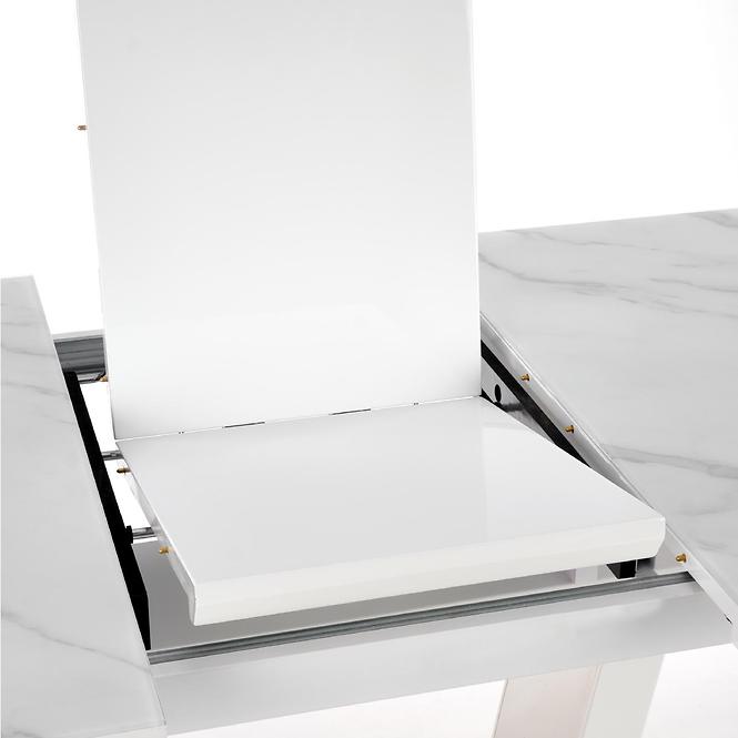 Kinyitható asztalok  Blanco 160/200x90cm Üveg/Mdf/Acél – Fehér Marmur/Fehér