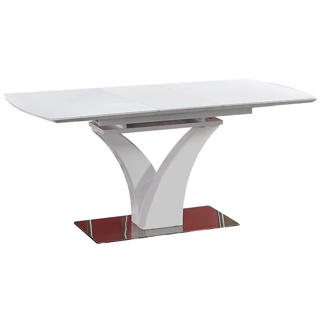 Asztal Palermo 140/180 Üveg/Mdf/Acél – Fehér Mat
