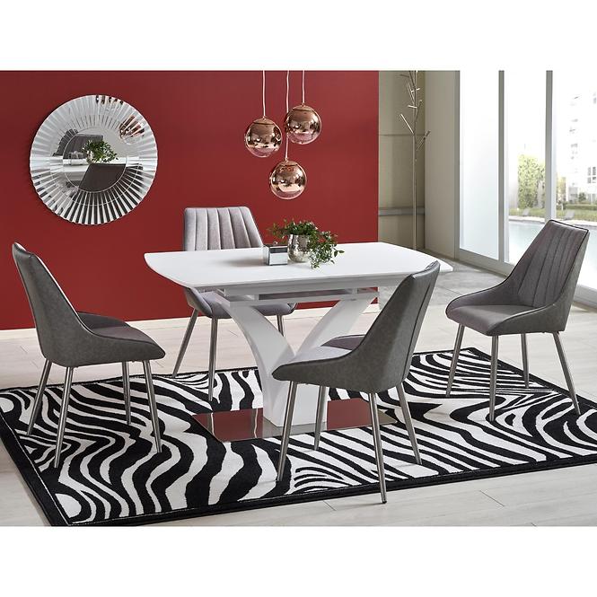 Asztal Palermo 140/180 Üveg/Mdf/Acél – Fehér Mat