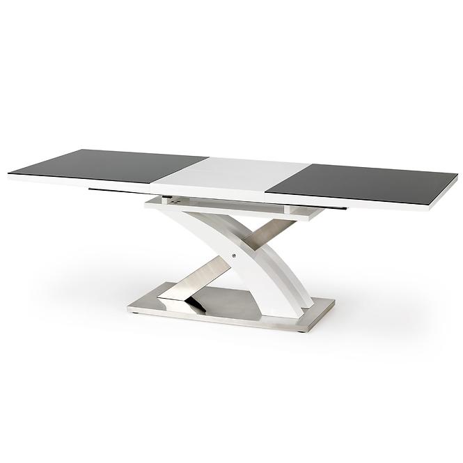 Asztal Sandor 2 160/220 Üveg-Fekete/Mdf-Fehér