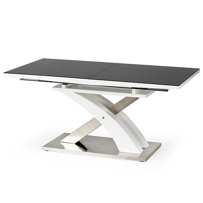 Asztal Sandor 2 160/220 Üveg-Fekete/Mdf-Fehér