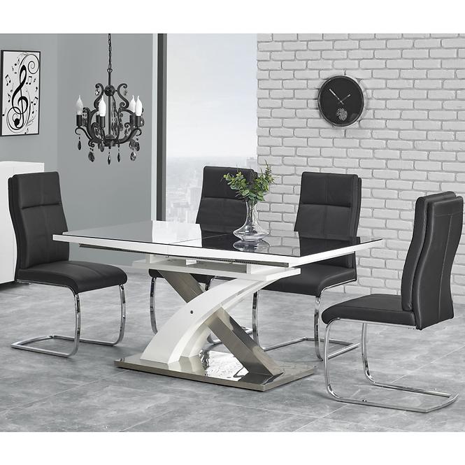 Asztal Sandor 2 160/220 Üveg-Fekete/Mdf-Fehér,4