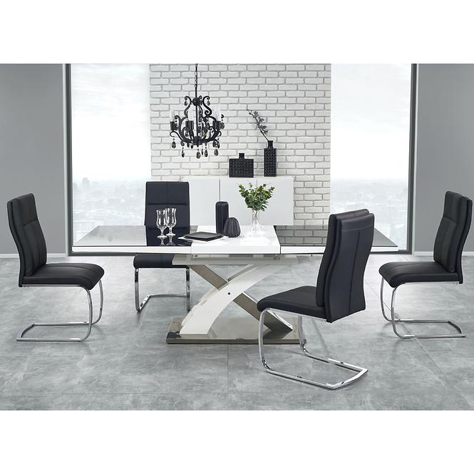 Asztal Sandor 2 160/220 Üveg-Fekete/Mdf-Fehér