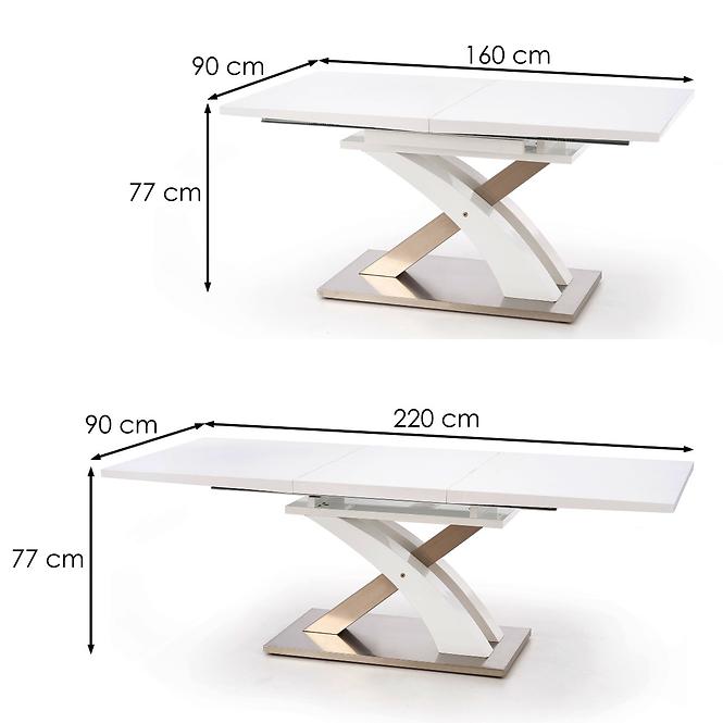 Asztal Sandor 160/220 Mdf/Acél – Fehér