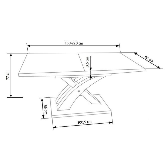 Asztal Sandor 2 160/220 Üveg/Mdf/Acél – Fehér