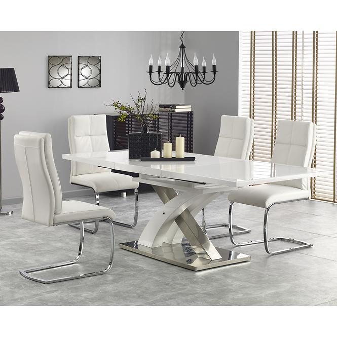Asztal Sandor 2 160/220 Üveg/Mdf/Acél – Fehér