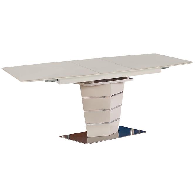 Asztal Sorento 140/180 Üveg/Mdf/Acél – Champagne Mat