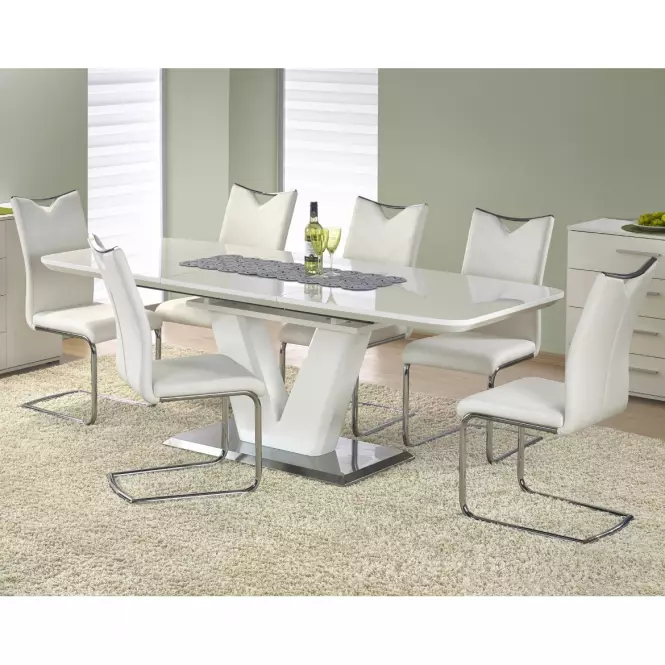 Asztal Mistral 160/220 Mdf/Acél – Fehér
