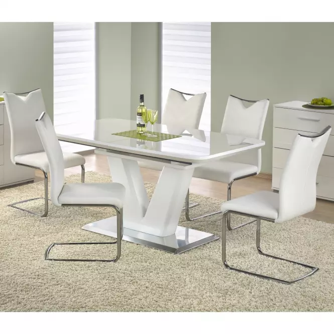 Asztal Mistral 160/220 Mdf/Acél – Fehér