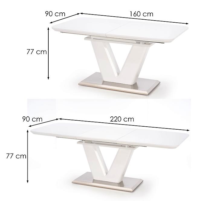 Asztal Mistral 160/220 Mdf/Acél – Fehér