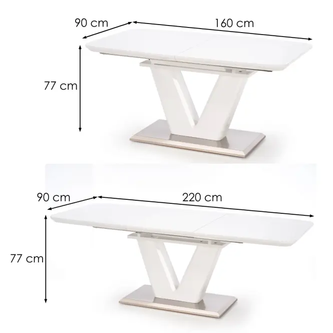 Asztal Mistral 160/220 Mdf/Acél – Fehér,3
