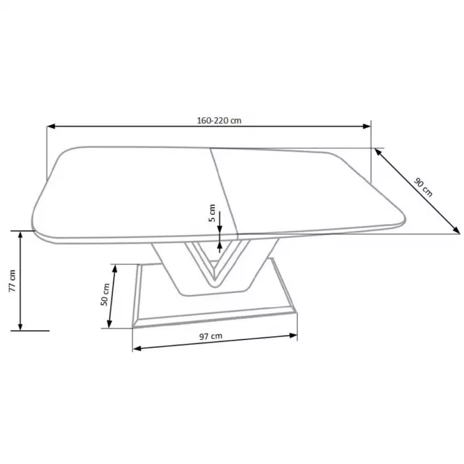 Asztal Mistral 160/220 Mdf/Acél – Fehér