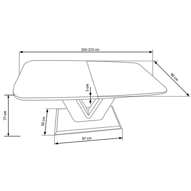 Asztal Mistral 160/220 Mdf/Acél – Fehér